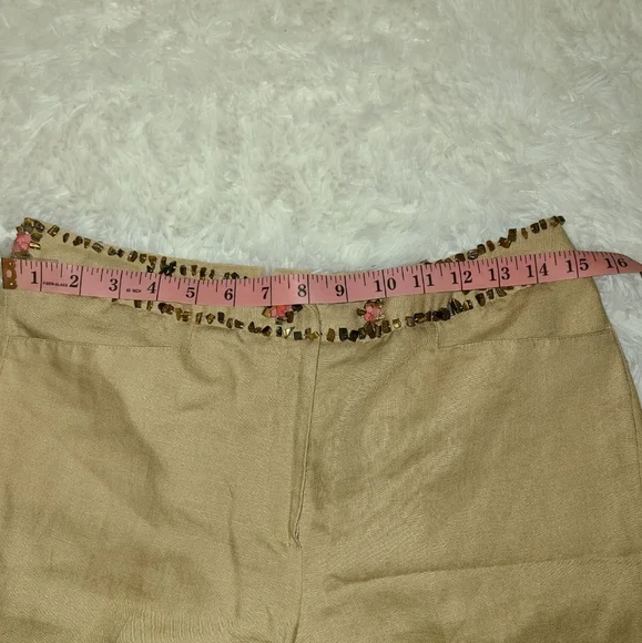 LARRY LEVINE PETITE Women's Beaded Crop Pants. Front Pockets. SIZE 8P - Picture 11 of 11